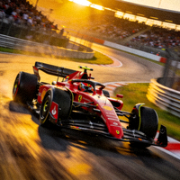 法拉利F1赛车在赛道上飞驰